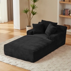 Aukfa 78.7" Corduroy Recliner Sofa Bed , No Assembly , Oversized Upholstered ,2 Pillows Chaise for Living Room & Bedroom - 1 of 4