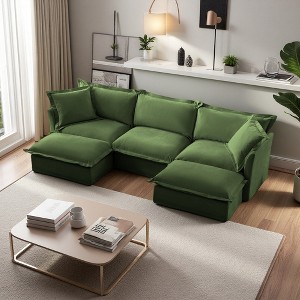 120" Chenille Slipcovered U-Shaped Modular Sectional Sofa with French Edges & Removable Covers - 1 of 4