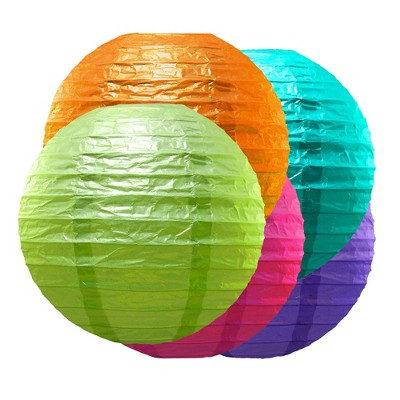 LumaBase Round Paper Lanterns, Multicolor - Set of 5