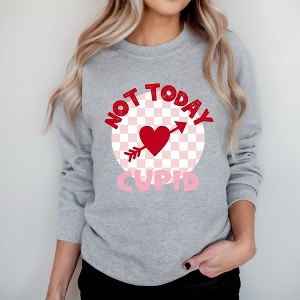 Simply Sage Market Women's Graphic Sweatshirt Not Today Cupid Checkered - 1 of 4