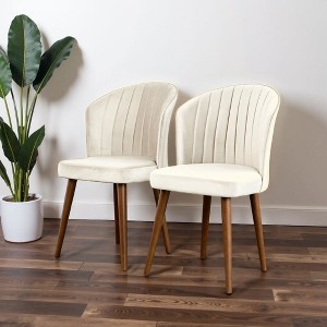 NicBex Mid Century Upholstered  Dining Chairs Set of 2 with Scallop Shaped Back,Stylish Accent Chairs for Dining Room,Living Room - 1 of 4
