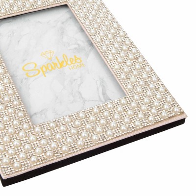 Silver Rhinestone and Pearl 4"x6" Tabletop Picture Frame