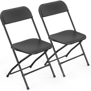 VINGLI 2 Pack Black Plastic Folding Chair, Indoor Outdoor Portable Stackable Commercial Seat with Steel Frame for Events Office Wedding Party - 1 of 4