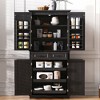 71" Tall Farmhouse Pantry Cabinet with 3 Pull-Out Organizers, 6 Door Shelves & 2 Drawers, Embossed Texture Freestanding Storage Cupboard - 3 of 4