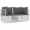 vidaXL 2 Piece Patio Lounge Set with Cushions White Steel - 2 of 4
