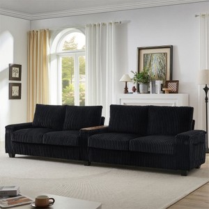 KWPZQEB 133" Modern Sofa Couch, 4-Seater Couch W/Deep Seat and Wide Armrest, Side Pockets, USB Port, Hidden Storage Arms for Living Room, Office - 1 of 4