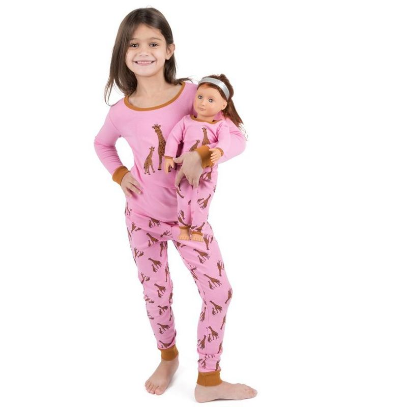 Leveret Girl and Doll Matching Cotton Animal Design Pajamas, 2 of 5