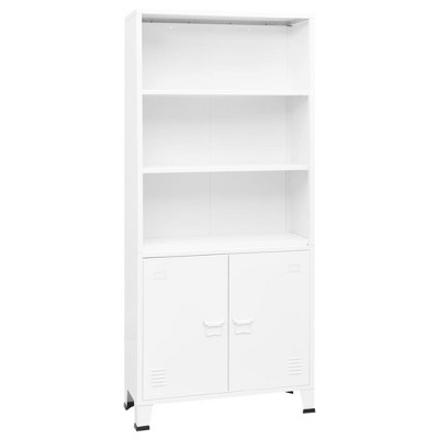 vidaXL Industrial Bookshelf White 31.5 in.x12.6 in.x70.9 in. Steel