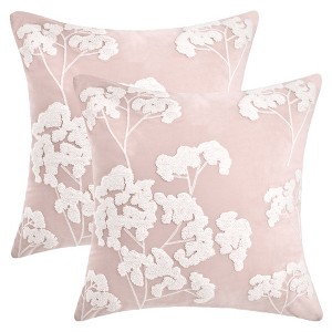 REGALWOVEN Velvet Soft Decorative Plum Blossom Embroidery Pillowcases 2 Pcs - 1 of 4
