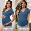 INSPIRE CHIC 2 Pcs Women's Soft Material Faux Wrap Side Ruched Cross V Neck Maternity Top - 2 of 4