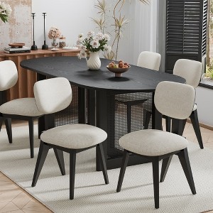 SpassWay 2 Black Dining Chairs Wood Legs Slanted Back Wide Seat 21" x 33" for Living Dining Room - 1 of 4