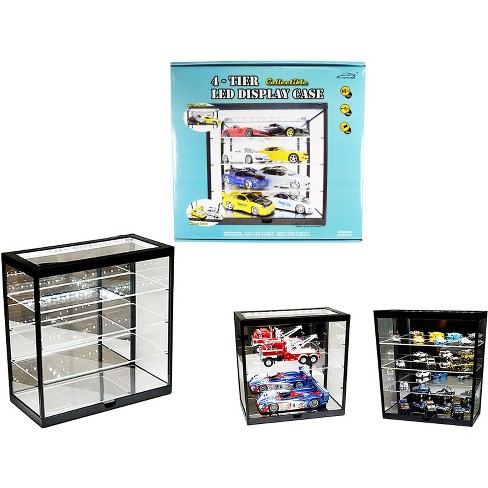 Collectible 4-layer Display Showcase With Usb Powered Led Lights Black For 1/18 1/24 1/32 1/43 1/64 Scale : Target