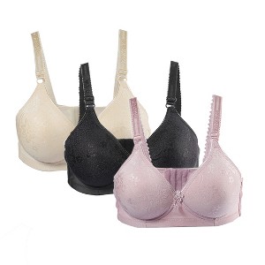 Allegra K Women's Comfortable Soft Stretchy Full Coverage Non-Wired Bra 3 Pcs - 1 of 4