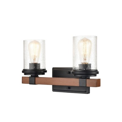 Millennium Lighting Taos 2 - Light Vanity in  Matte Black/Wood Grain