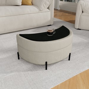 Mlmh & Kngwa 33.9" W Half-Moon Storage Ottoman Bench With Metal Legs - 1 of 4