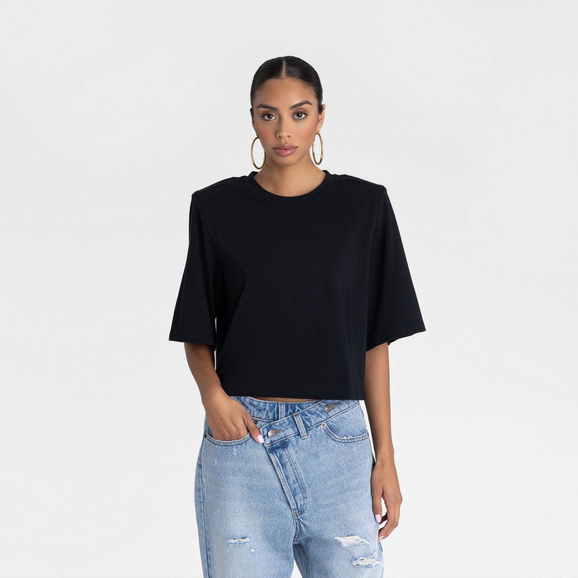 KBB by KAHLANA Women's Short Sleeve T-Shirt 'The Trice Tee' - Black L