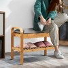 Costway Shoe Rack Bench Bamboo W/Cushioned Seat&Storage Shelf Padded Seat Shoe Bench - 4 of 4