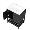 24" Black Modern Sleek Bathroom Vanity Elegant Ceramic Sink with Solid Wood Frame Open Style Shelf - 2 of 4