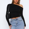 Coolmee Women's Casual Long Sleeve Boat Neck Off Shoulder Slim Fit Crop Top Going Out Blouses Tight Shirts - 3 of 4