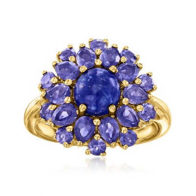 Ross-Simons Lapis and 1.80 ct. t.w. Iolite Cluster Ring in 18kt Gold Over Sterling