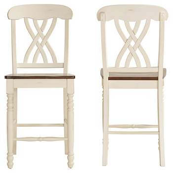 Set of 2 24" Countryside Counter Height Barstools Antique White - Inspire Q