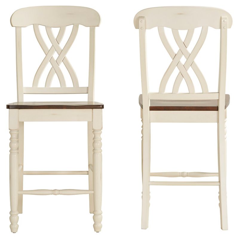 Set of 2 24&#34; Countryside Counter Height Barstools Antique White - Inspire Q, 1 of 6