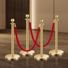 VEVOR Stanchions and Velvet Ropes 4Pcs,Hollow Base with Stainless Steel Post,2 Red Velvet Ropes and Posts,Crowd Control Barriers Gold Stanchions,Gold - 2 of 4