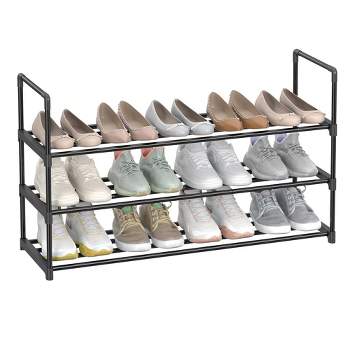 SONGMICS Shoe Rack, 3 Tier Shoe Organizer, Metal Shoe Storage Shelf