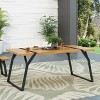 Okak Farmhouse Outdoor Dining Table with Stylish Metal Legs, Patio Dining Table with Wooden Tabletop, Outdoor Table for Backyard, Garden, Brown - 2 of 4