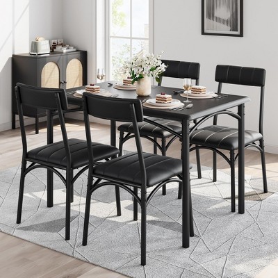 Farmhouse Dining Table Chair Set for 4, Space Saving Kitchen Table Set for Small Spaces