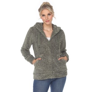 Women's Hooded High Pile Fleece Jacket - White Mark - 1 of 4