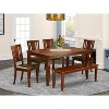 Asian Fusion Kitchen Table Set - Dining Table with 4 Chairs & Bench - Modern Dining Room Furniture - 2 of 4