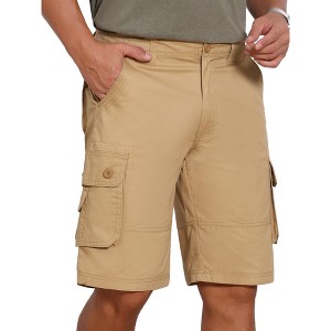 INSPIRE CHIC Men's Multi-Pockets Cotton Casual Camping Fishing Cargo Shorts - 1 of 4