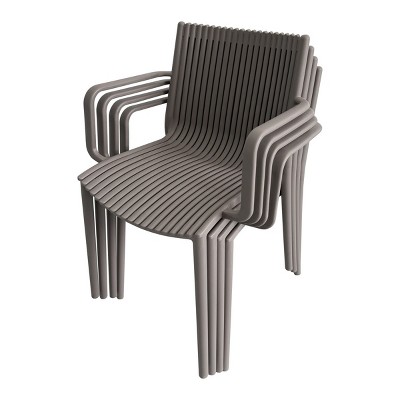 GlasFlength Accent Chairs Stackable Simple Seating Set All Weather Versatile For Indoor Outdoor Living Garden Restaurant, Gray, 21.26"*20.08"*31.5"