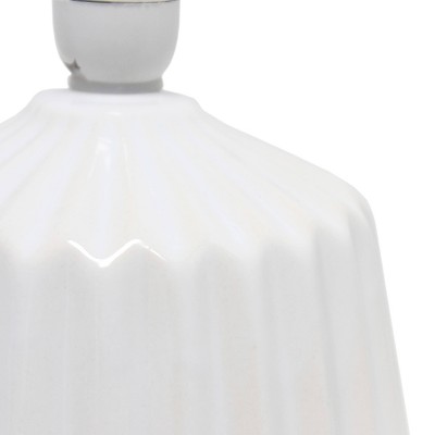Petite White Ceramic Table Lamp with Pleated Base