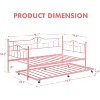 Acekool Twin Metal Daybed with Trundle, Heavy Duty Steel Slats, Headboard, Underbed Storage, Easy Assembly – White - 2 of 4