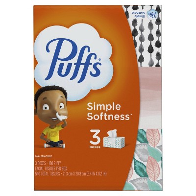 Puffs Simple Softness Facial Tissues - 3pk/180ct
