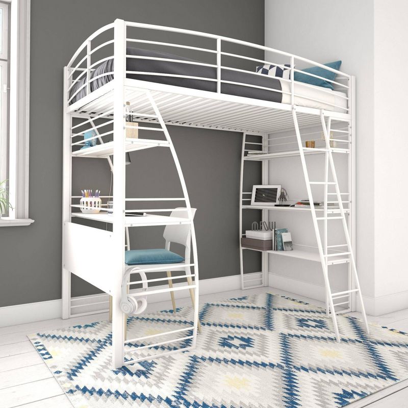 andy Metal Loft Bed with Integrated Desk and Shelves - Room & Joy, 2 of 9