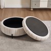 Hrinhom 31.5"W Round Storage Ottoman,Upholstered Velvet Footstool With Reversible Lid - 4 of 4