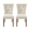 Coolbibila Modern Beige Linen Fabric Upholstered Parsons Dining Chairs,High Back Button Tufted Padded Dining Room Chair,Wooden Kitchen Chair - 3 of 4