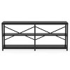 70.9in Entryway Table with Open Shelves and Industrial X-Back Frame, Extra Long Console Table for Behind Sofa or Hallway-3irtyhousy - 3 of 4
