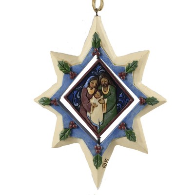 Jim Shore 5.0" Star Ornament With Holy Family Rotating Center  -  Tree Ornaments