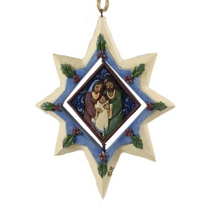 Jim Shore 5.0 Inch Star Ornament With Holy Family Rotating Center Tree Ornaments - 1 of 3