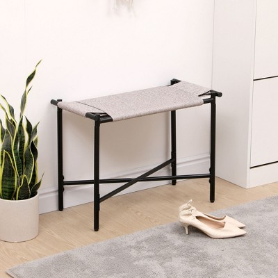 NicBex Handwoven Paper Rope Ottomans,Foot Rest Shoes Stools with Metal Legs for Entryway,Living Room,Bedroom,Office