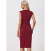 Allegra K Women's Round Neck Slim Fit Sleeveless Split Work Sheath Dresses - 3 of 4