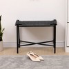 MAYEERTY Foot Rest Shoes Stools Handwoven Paper Rope Ottomans Black Entryway Living Room Bedroom Office - 2 of 4