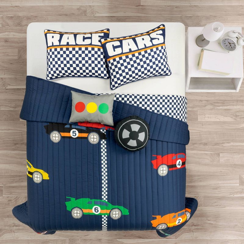 Kids' Racing Cars Reversible Oversized Quilt Bedding Set - Lush Décor, 3 of 12