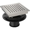 Whizmax 6 Inch Square Shower Floor Drain, Brushed Nickel High Flow Shower Drain Kit with Flange, Removable Grid Cover and Hair Filter - 2 of 4