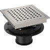 Whizmax 6 Inch Square Shower Floor Drain, Brushed Nickel High Flow Shower Drain Kit with Flange, Removable Grid Cover and Hair Filter - image 2 of 4