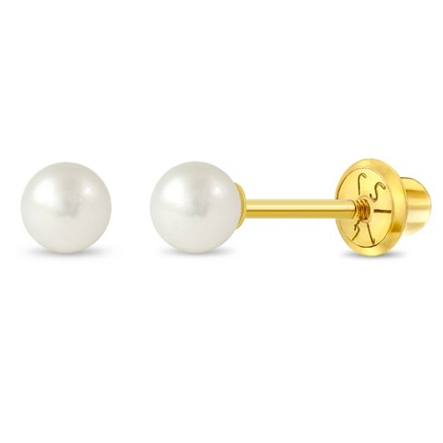 Girls' Classic Solitaire Screw Back 14k Gold Earrings - Clear - In Season  Jewelry : Target